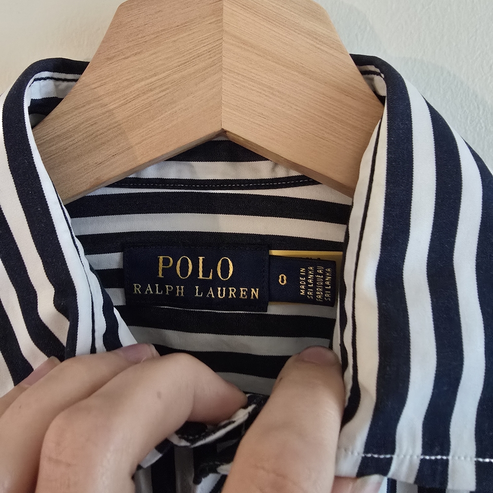 POLO Ralph Lauren • Navy and White Striped Shirt Dress - Picture 4 of 5
